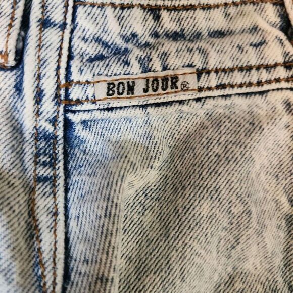 Bonjour Vintage 80s Acid Wash Pleated High Waist Jeans Womens Size 3 Blue - Picture 5 of 7